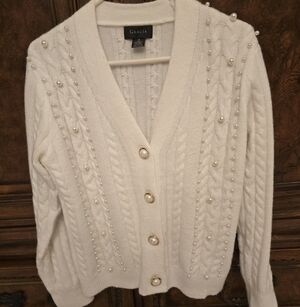 Gracia Cream Cardigan with Pearl Details